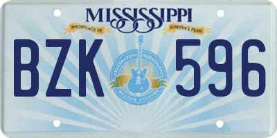 MS license plate BZK596