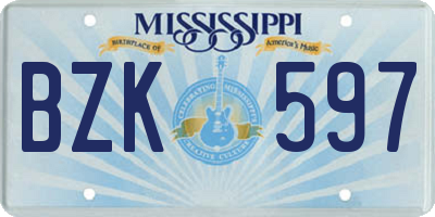 MS license plate BZK597
