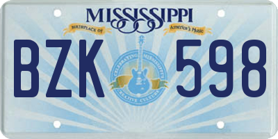 MS license plate BZK598