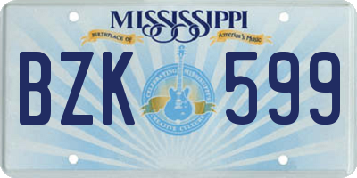 MS license plate BZK599