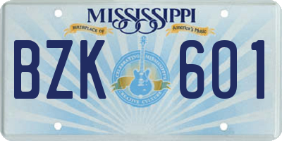MS license plate BZK601