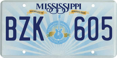 MS license plate BZK605
