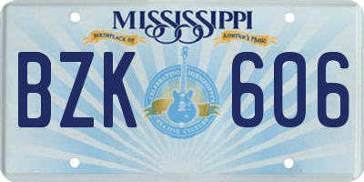 MS license plate BZK606