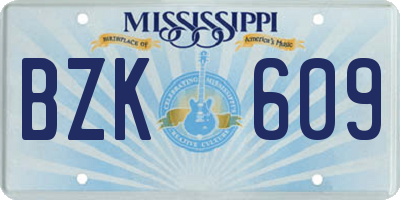 MS license plate BZK609