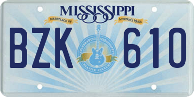 MS license plate BZK610