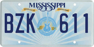 MS license plate BZK611