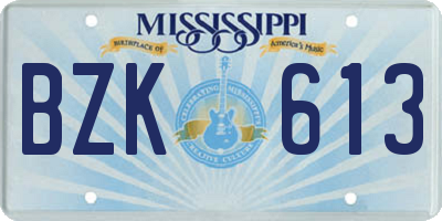 MS license plate BZK613