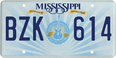 MS license plate BZK614