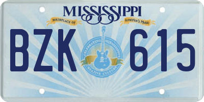 MS license plate BZK615