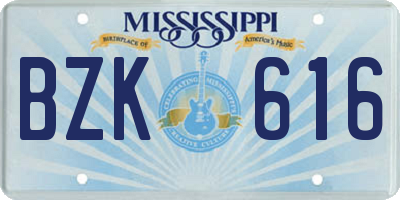 MS license plate BZK616