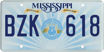 MS license plate BZK618