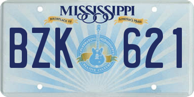 MS license plate BZK621