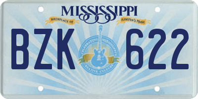 MS license plate BZK622