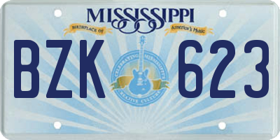 MS license plate BZK623