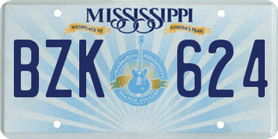 MS license plate BZK624