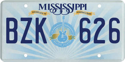 MS license plate BZK626