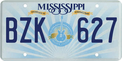 MS license plate BZK627