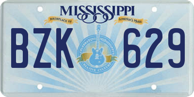 MS license plate BZK629