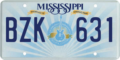 MS license plate BZK631