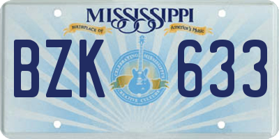 MS license plate BZK633