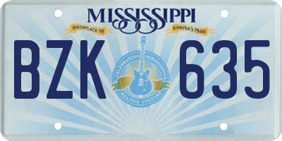 MS license plate BZK635