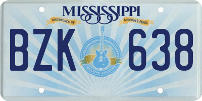 MS license plate BZK638