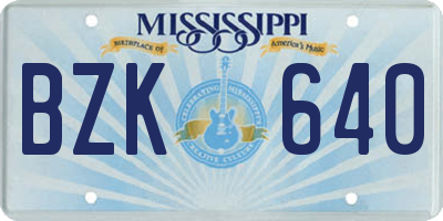 MS license plate BZK640