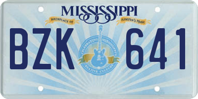 MS license plate BZK641