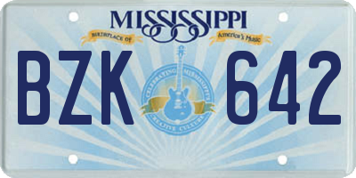 MS license plate BZK642