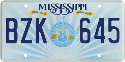 MS license plate BZK645