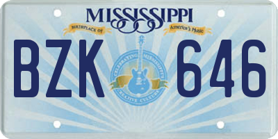 MS license plate BZK646