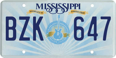 MS license plate BZK647
