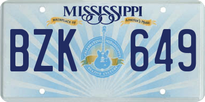MS license plate BZK649