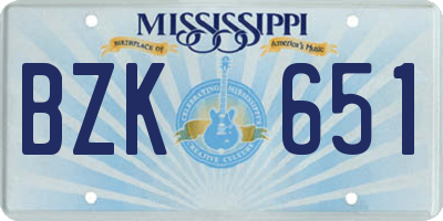 MS license plate BZK651