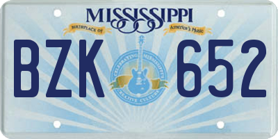 MS license plate BZK652