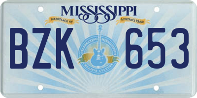 MS license plate BZK653