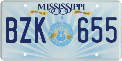 MS license plate BZK655