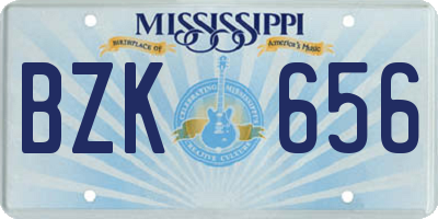 MS license plate BZK656
