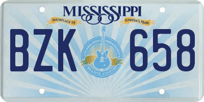 MS license plate BZK658