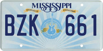 MS license plate BZK661