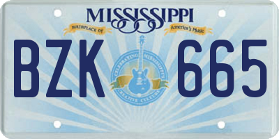 MS license plate BZK665