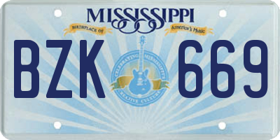 MS license plate BZK669