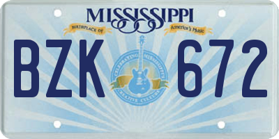 MS license plate BZK672