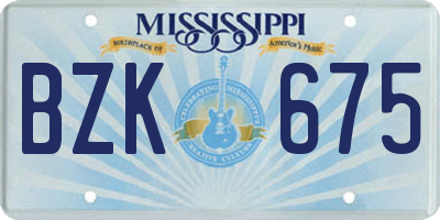 MS license plate BZK675