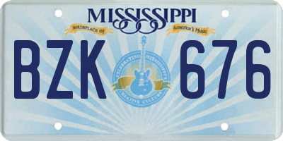 MS license plate BZK676