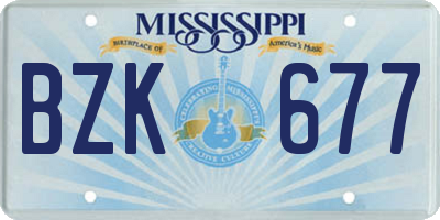 MS license plate BZK677