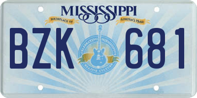 MS license plate BZK681