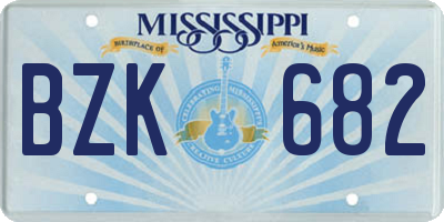 MS license plate BZK682