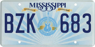MS license plate BZK683