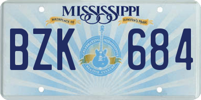 MS license plate BZK684
